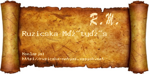 Ruzicska Mátyás névjegykártya